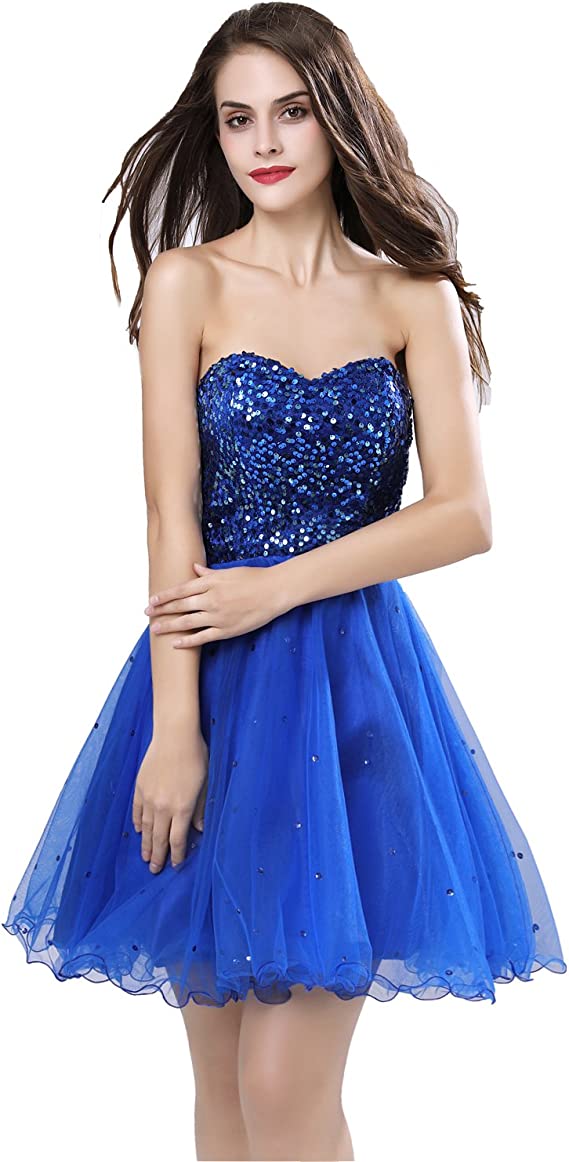 blue sequin hoco dress with tulle