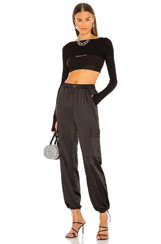 Brown Cargo Pants Outfit with Crop Top