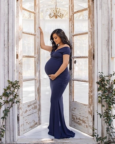 Fall Maternity Photoshoot Dress Navy Blue