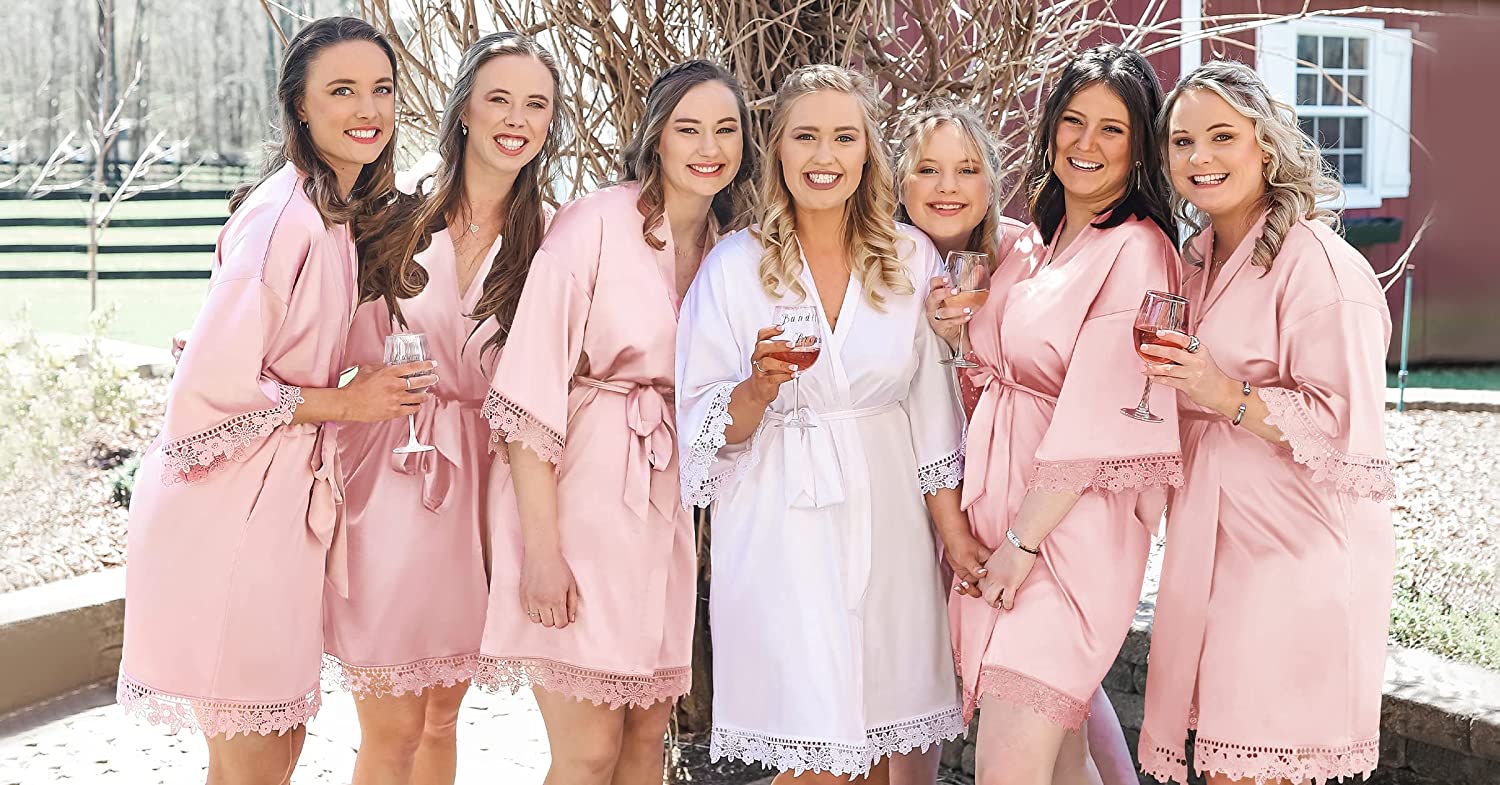 light pink bridesmaid robes 