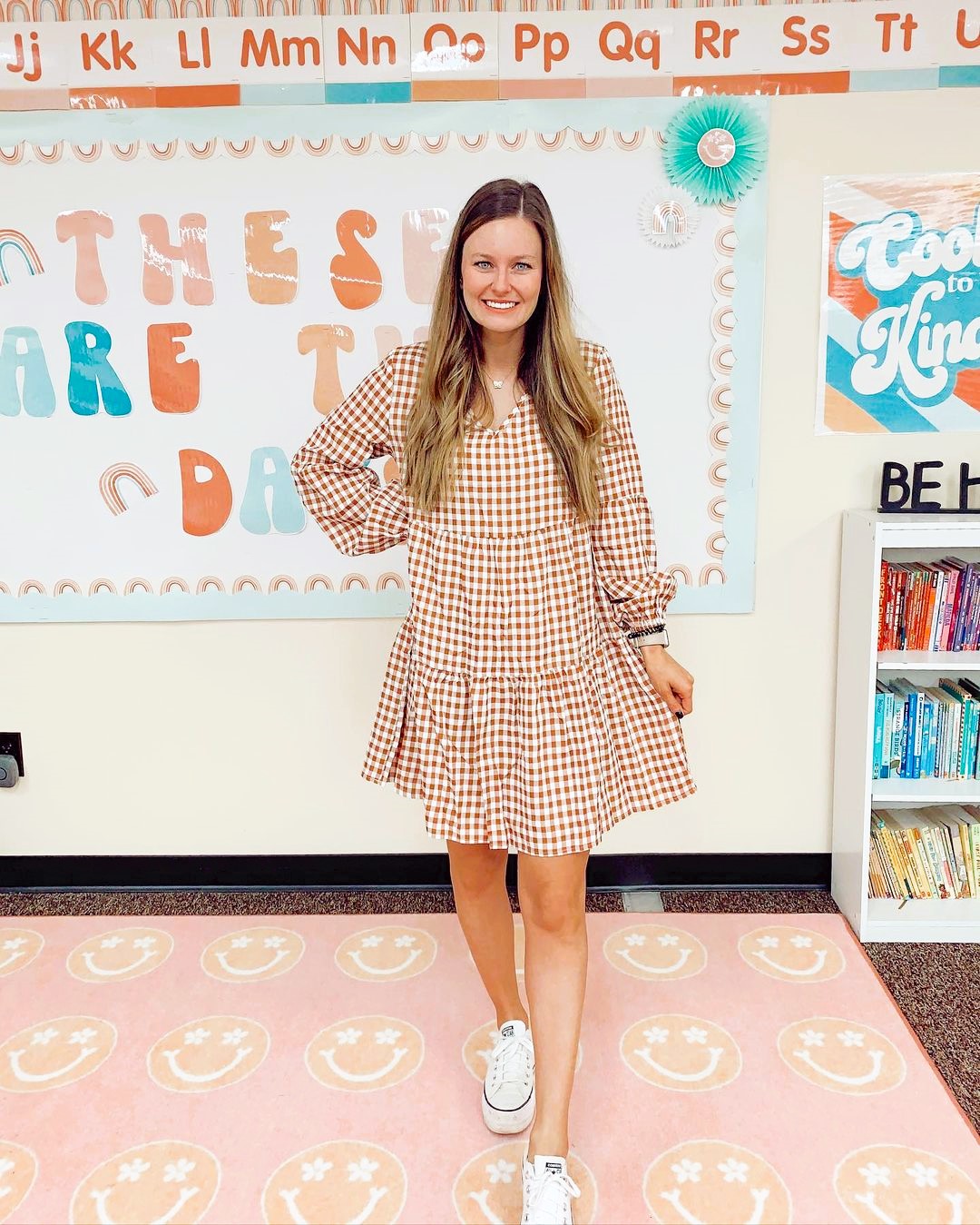 Teacher Dress Outfit with Gingham Dress