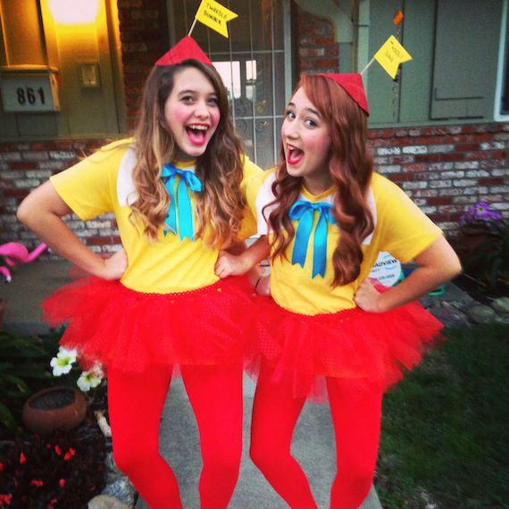 Teen Girl Best Friend Halloween Costumes Tweedle Dee and Tweedle Dum
