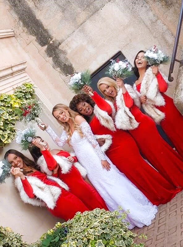 Christmas Bridesmaid Dresses with Long Sleeves