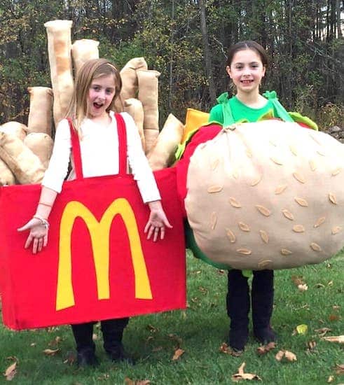 Halloween Costumes for 2 Best Friends French Fries and Hamburger
