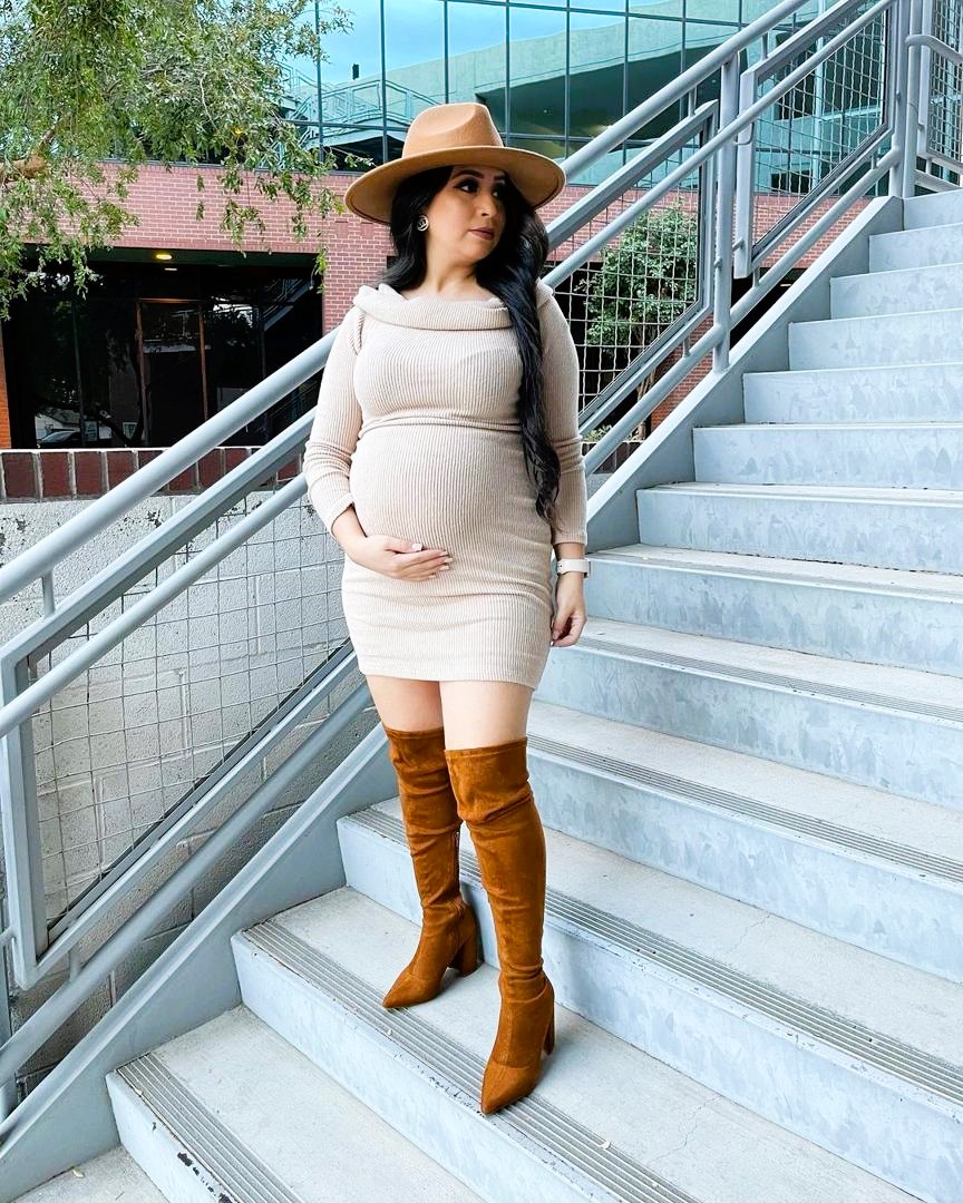 Maternity Thanksgiving Outfit with Sweater Dress