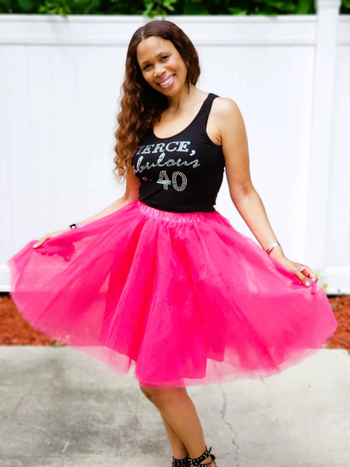 40th Birthday Party Outfit with Pink Tulle Skirt