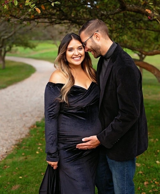 Couple Maternity Photoshoot in Black Velvet