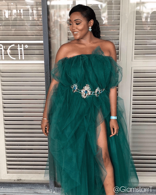 Green Photoshoot Dress on Black African American Woman