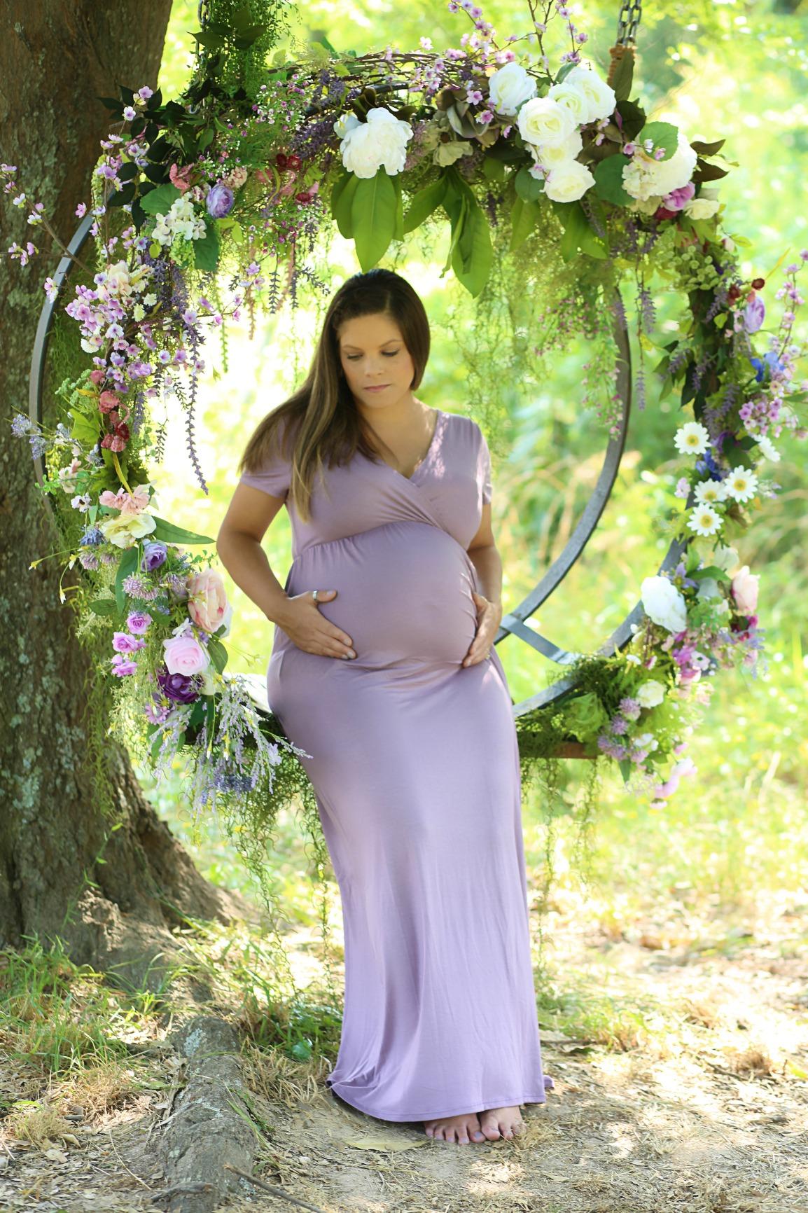 light purple spring maternity photoshoot dress