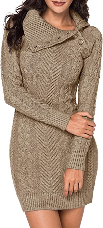 BLENCOT Chunky Cable Knit Sweater Dress