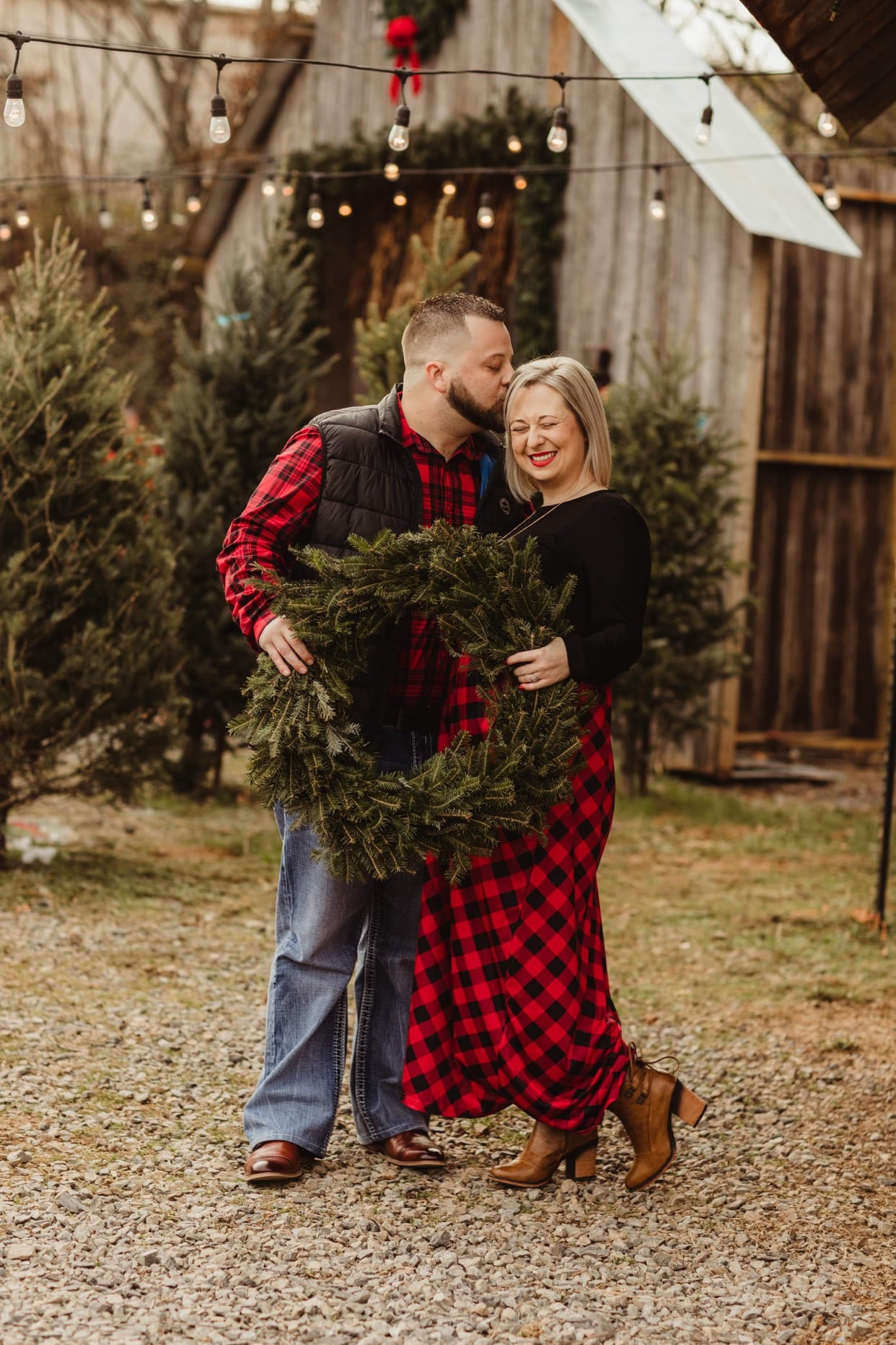 Christmas Couple Picture Holding Wreath