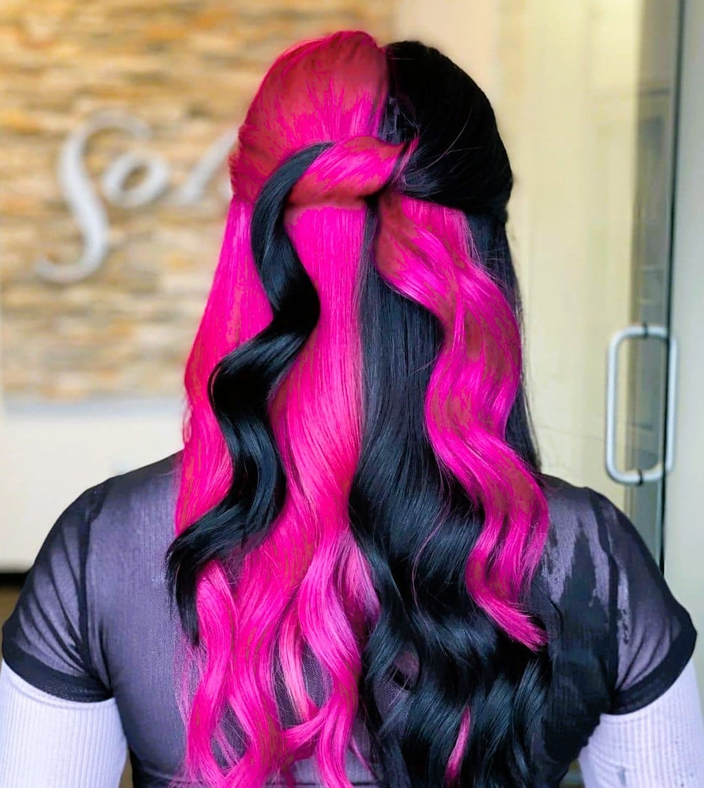 Black and Hot Pink Hair
