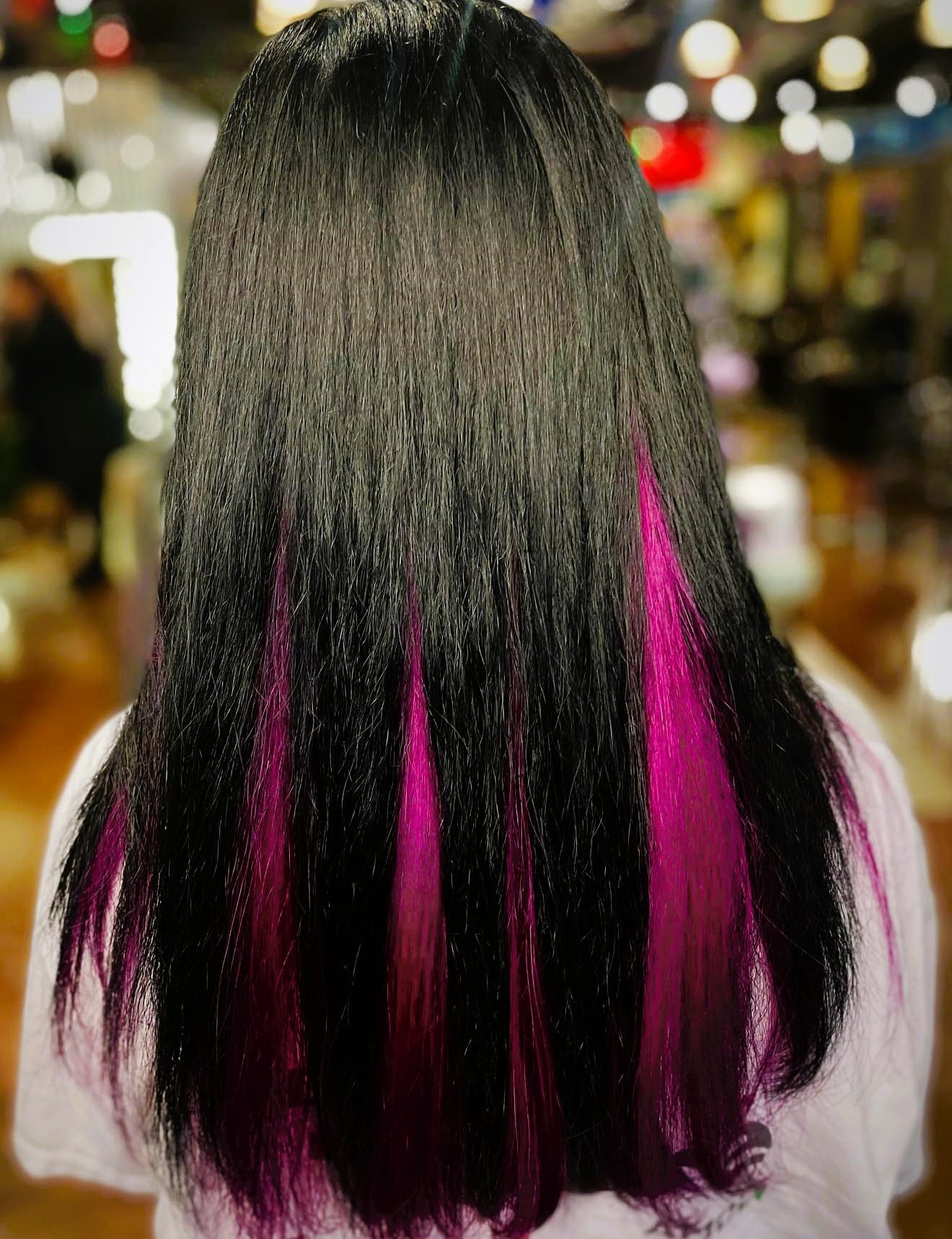 Black and Hot Pink Peekaboo Hair