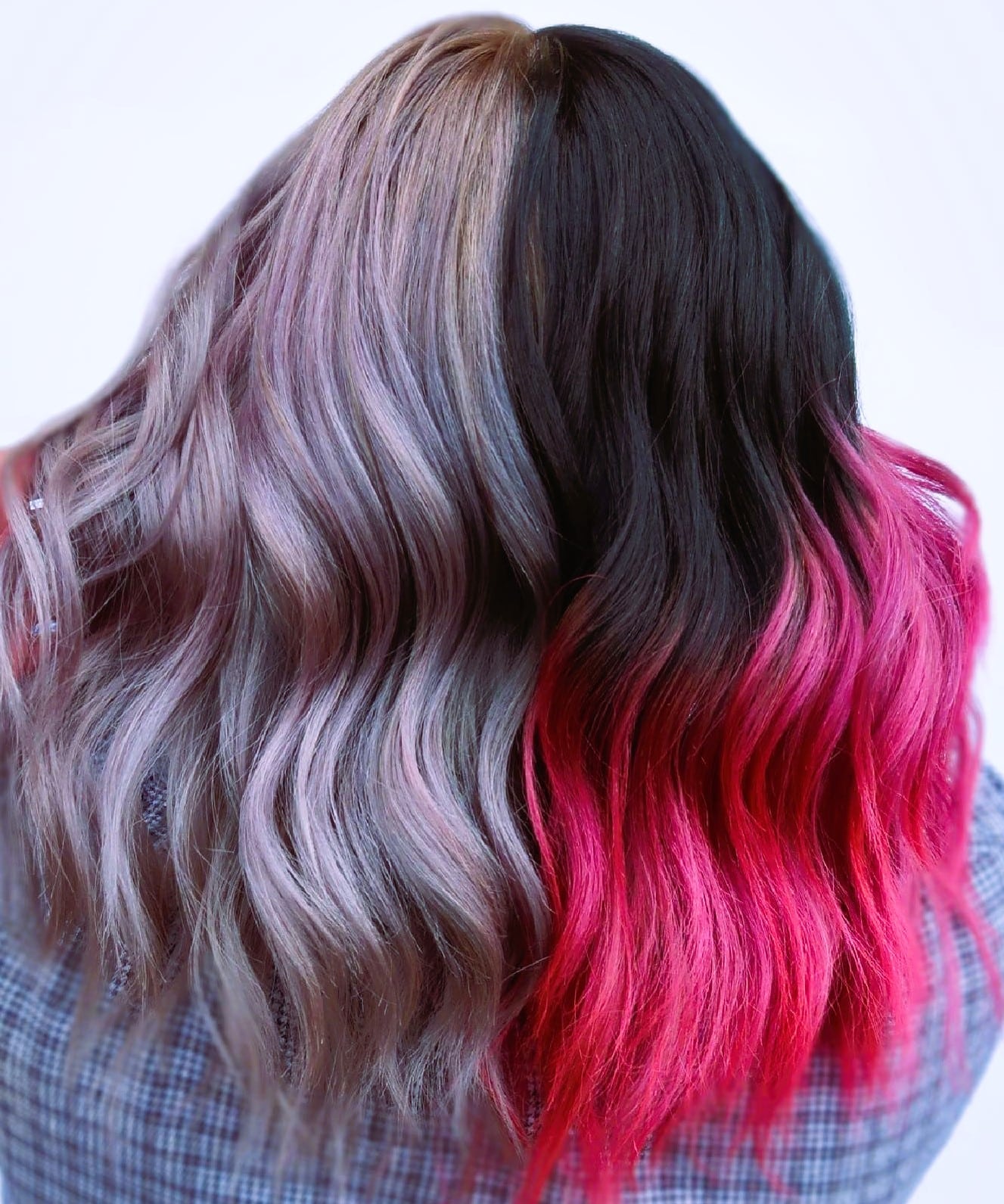 Black and Pink Hair Split