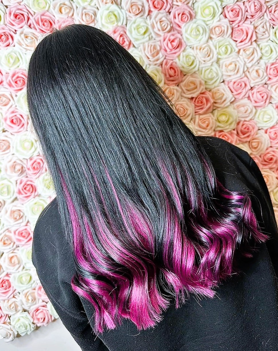 Black and Pink Peekaboo Hair