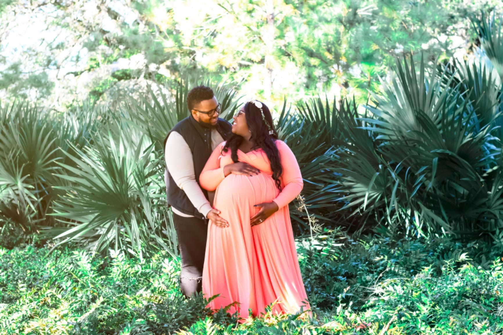Black Couple Maternity Photoshoot in Spring