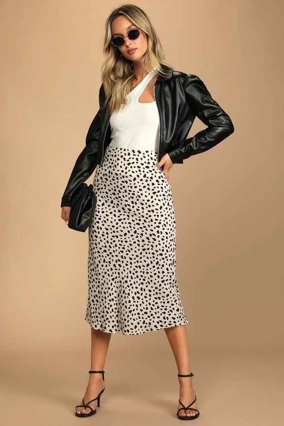 Black Leather Jacket Outfit with Leopard Print Skirt