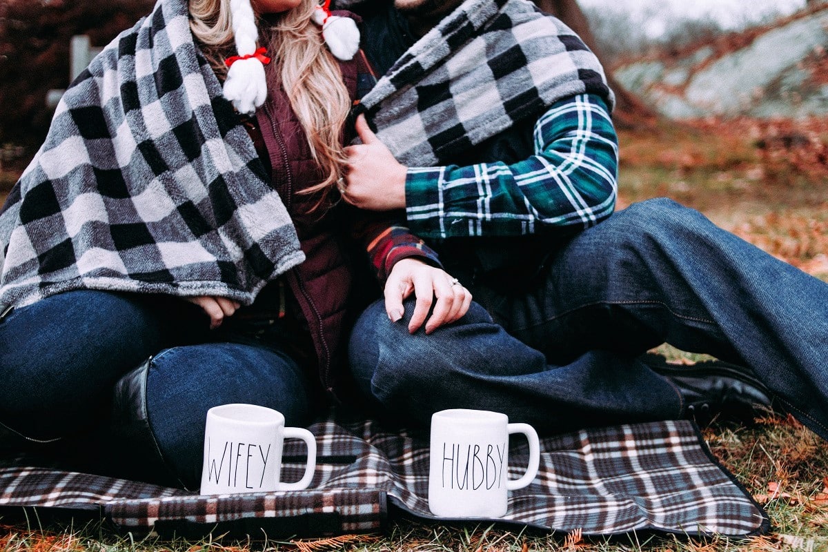 Christmas Couple Picture with Mugs