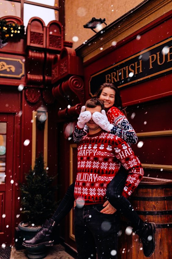 Christmas Couples Picture Idea Piggy Back Ride