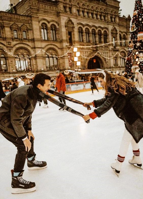 Christmas Couples Picture Ice Skating