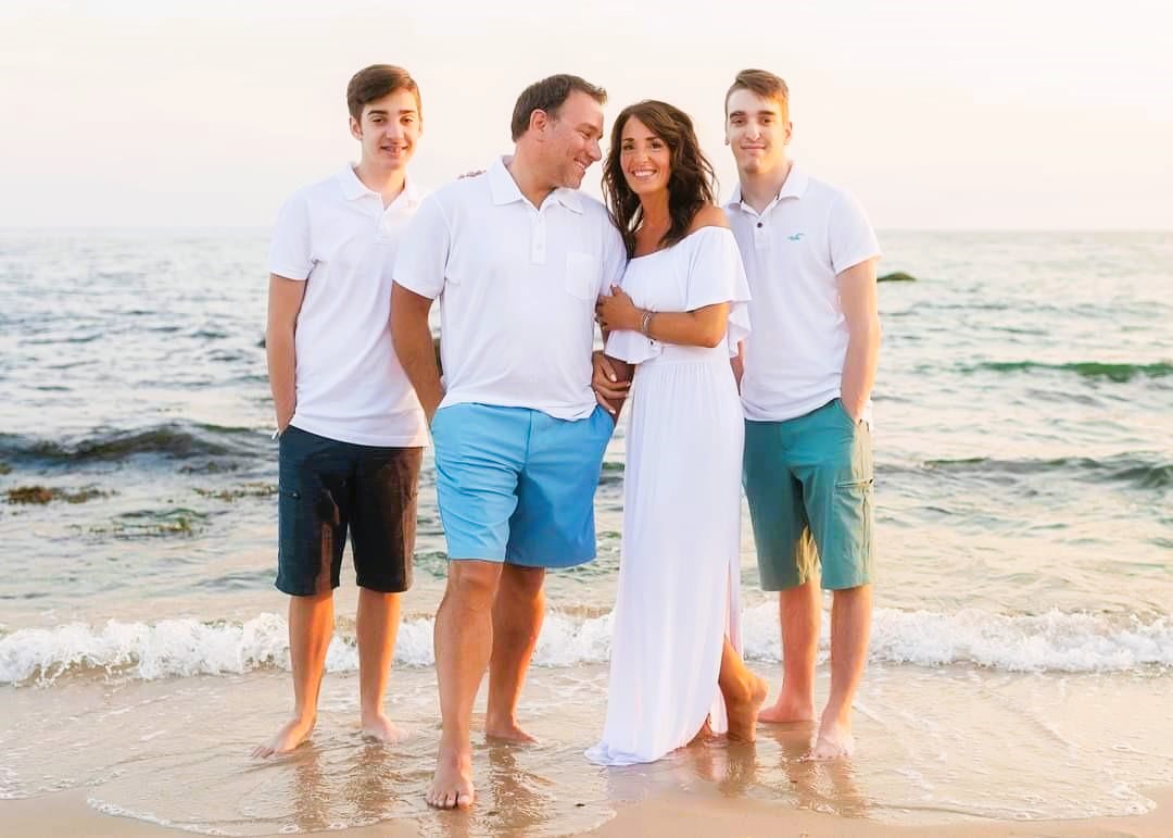 Family Beach Photo Outfits White and Blue