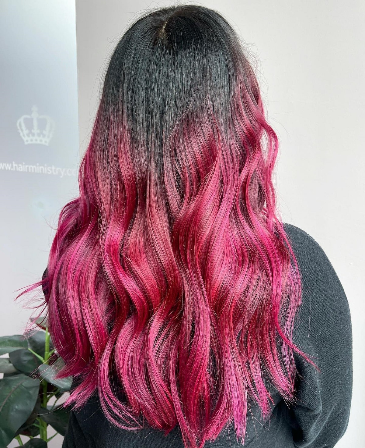 Ombre Black and Pink Hair