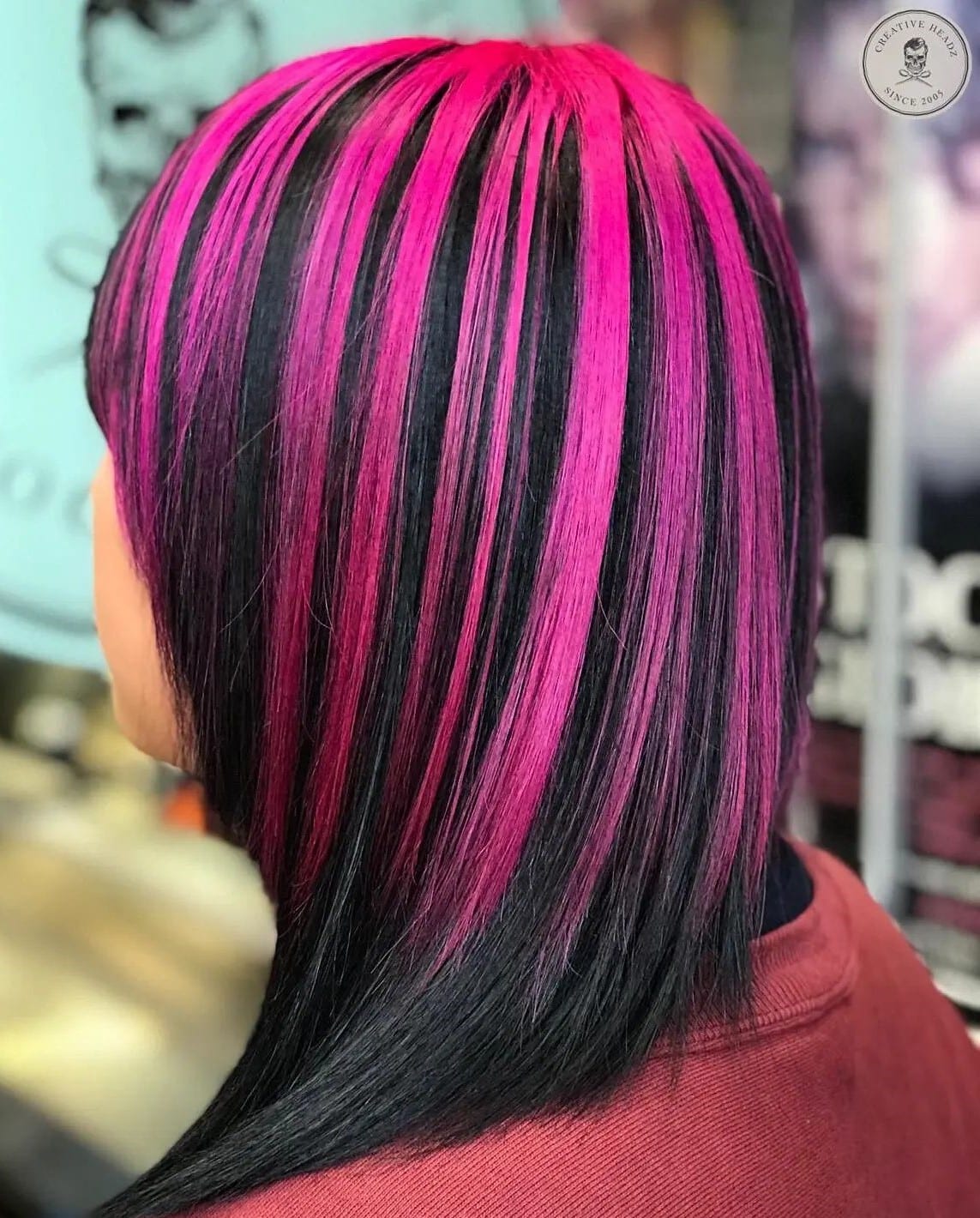 Pink and Black Hair with Black Tips