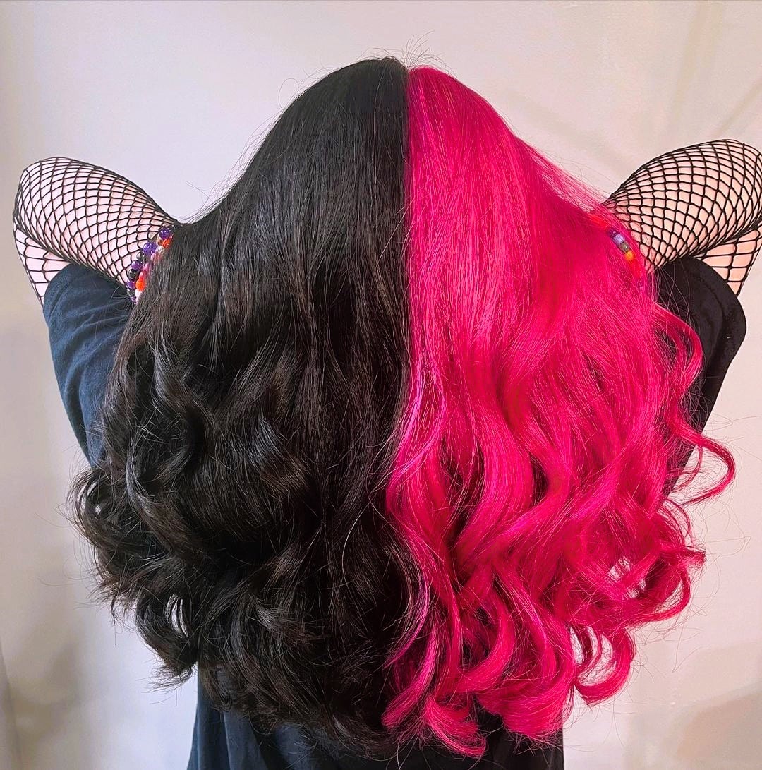 Pink and Black Hair Split