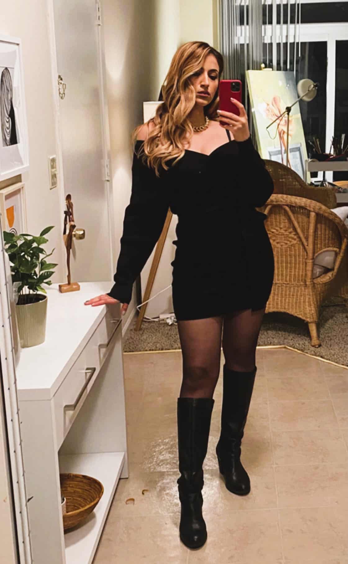 Sweater Dress Outfit with Tights