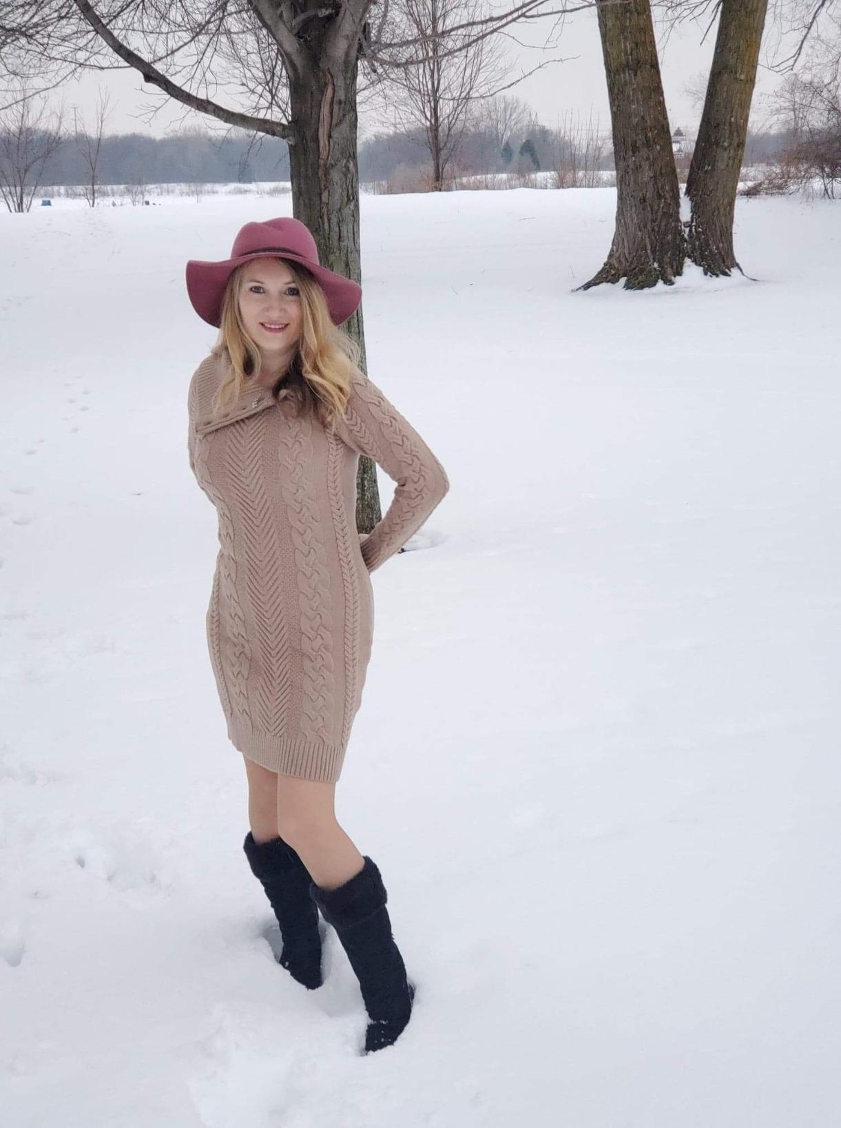 Tan Sweater Dress Outfit