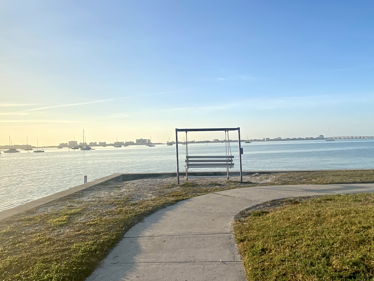 Gulfport, FL walking path and bench