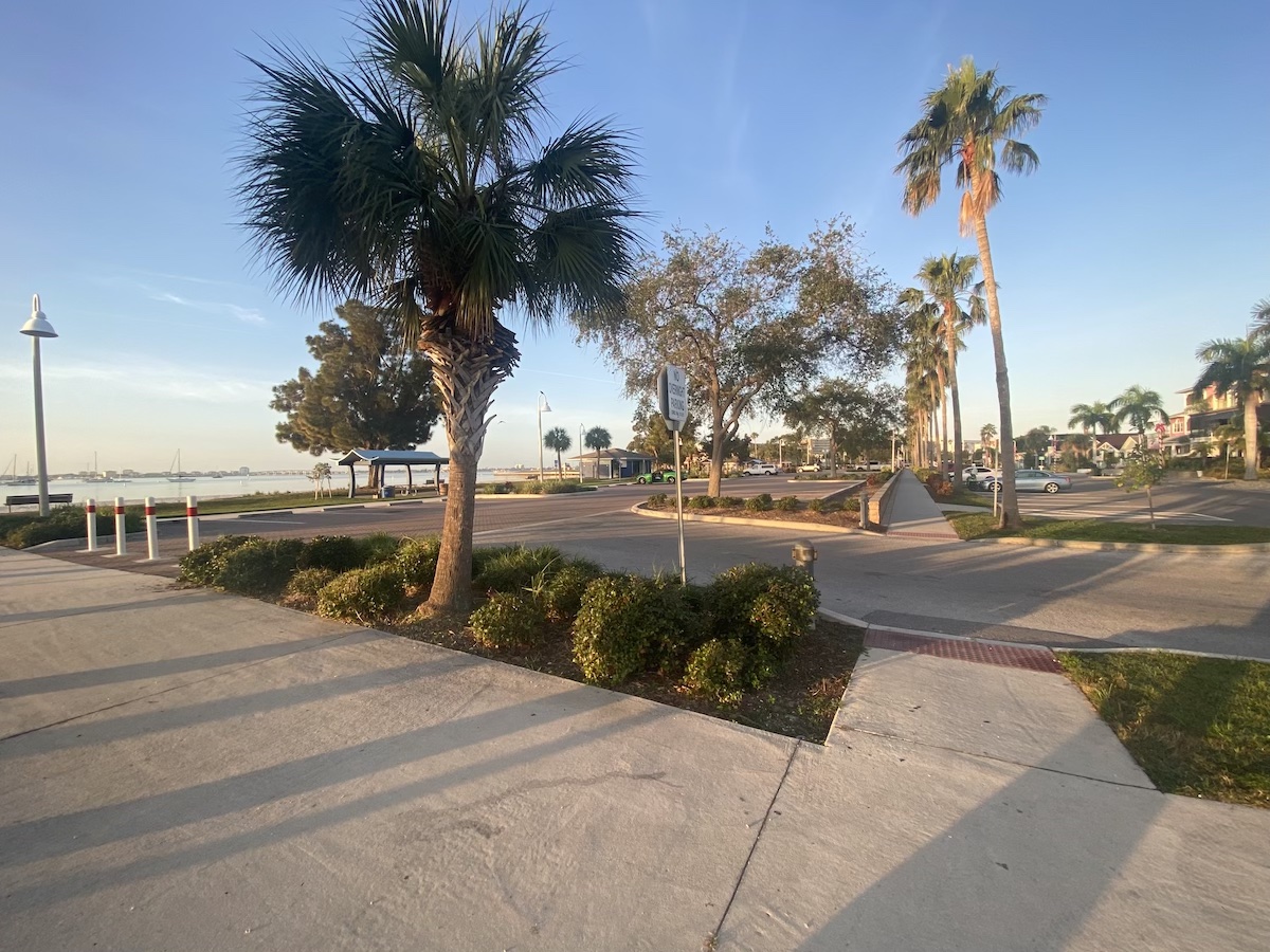 Gulfport, FL walking path in morning along Shore Blvd.