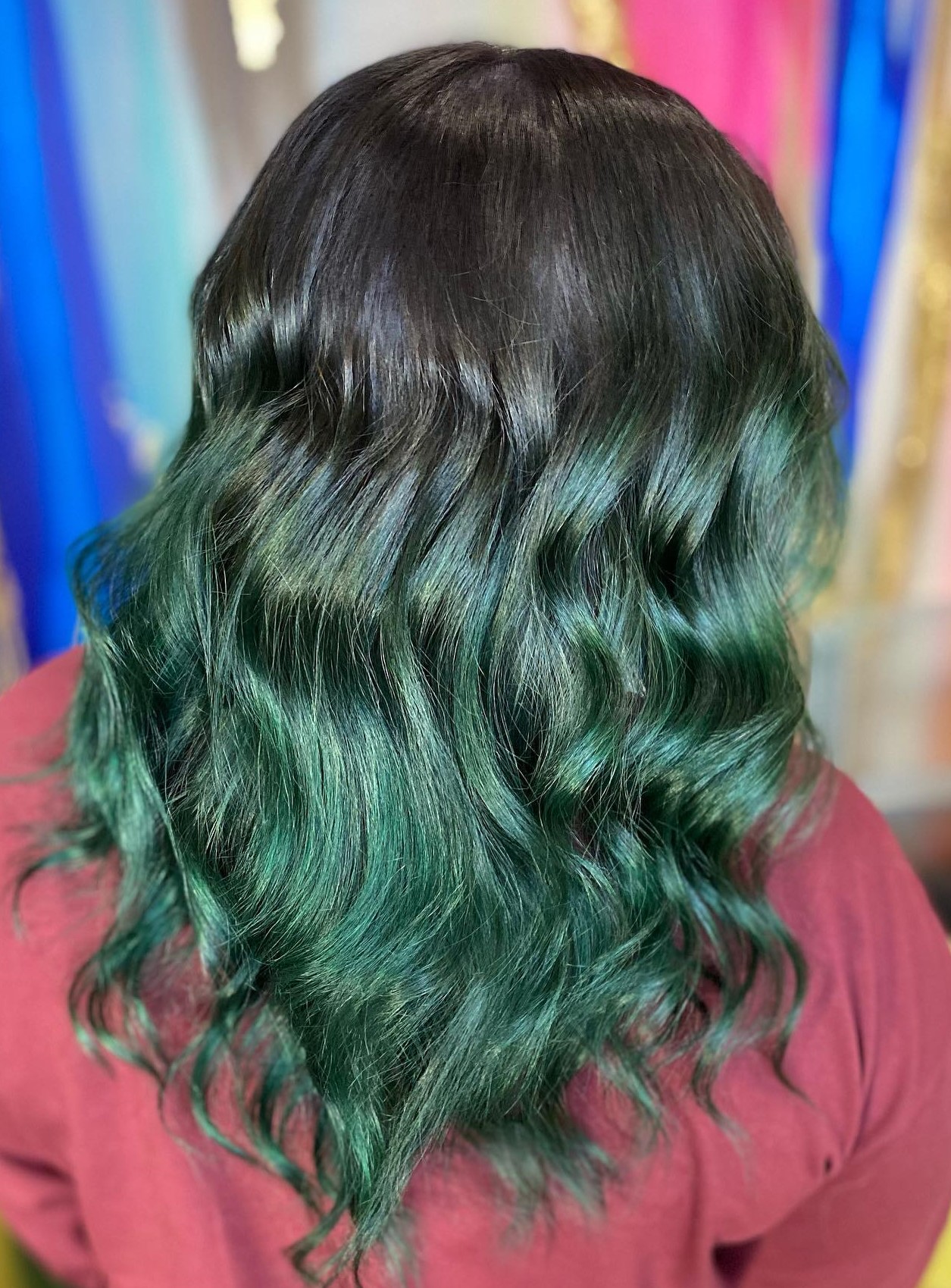 Black and Emerald Green ombre hair