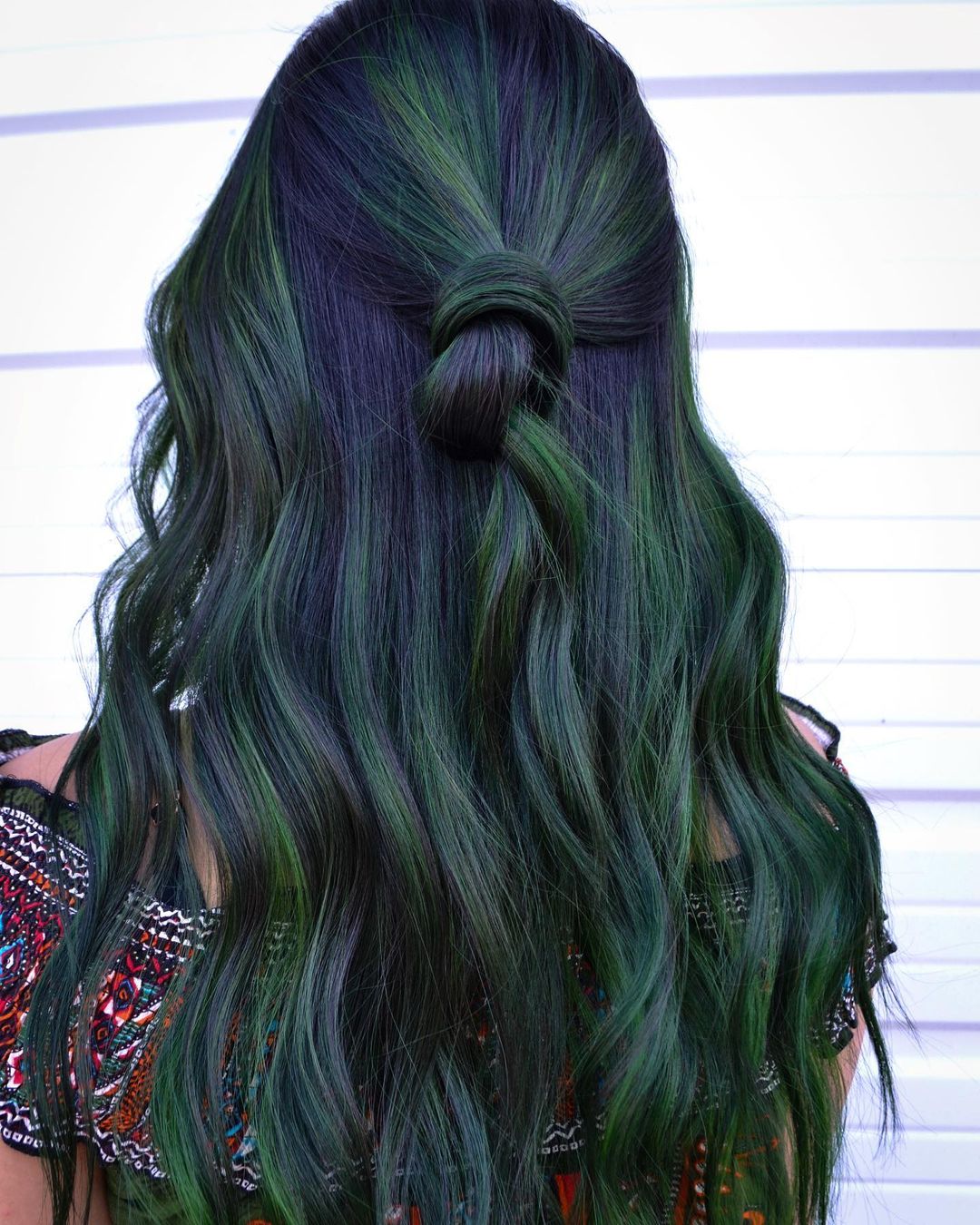 Black and Green Balayage Hair