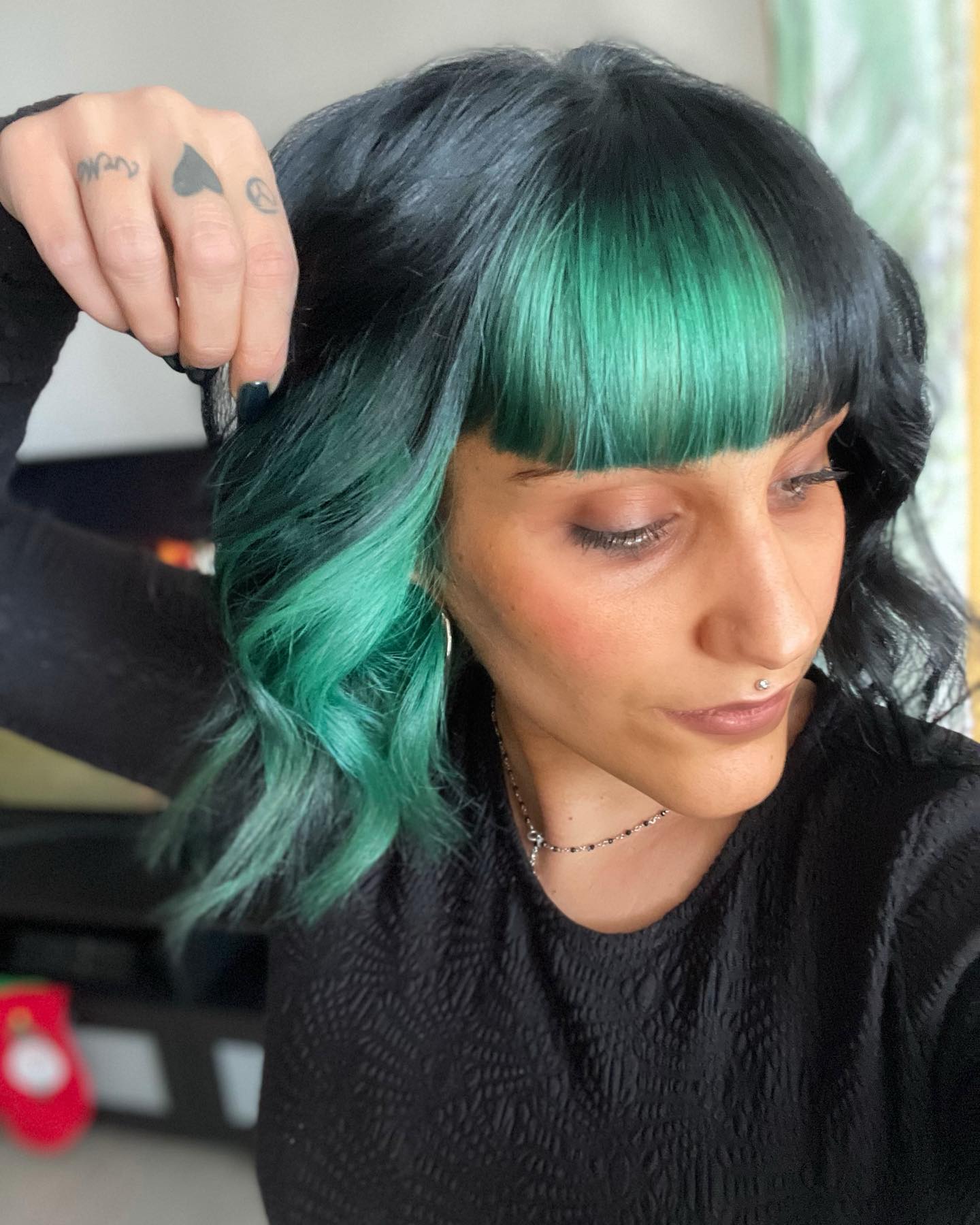 Black and Jade Green Hair