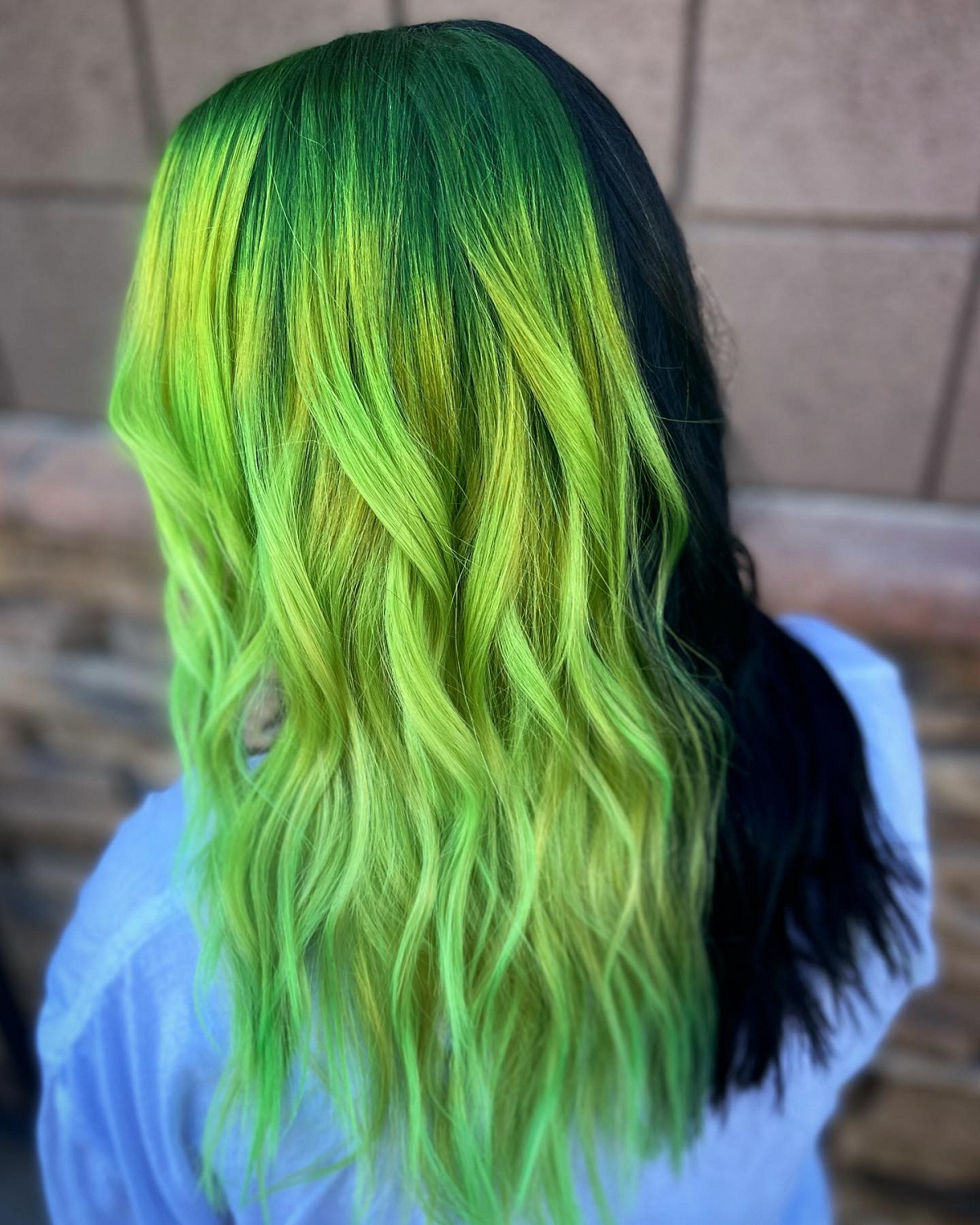 Black and Lime Green Hair