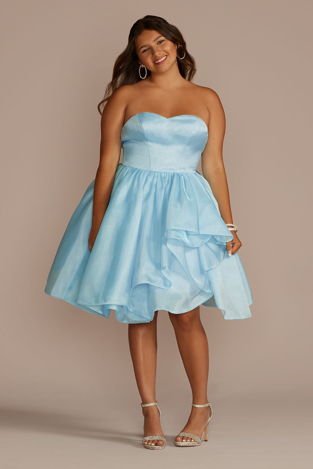cute plus size light blue homecoming dress