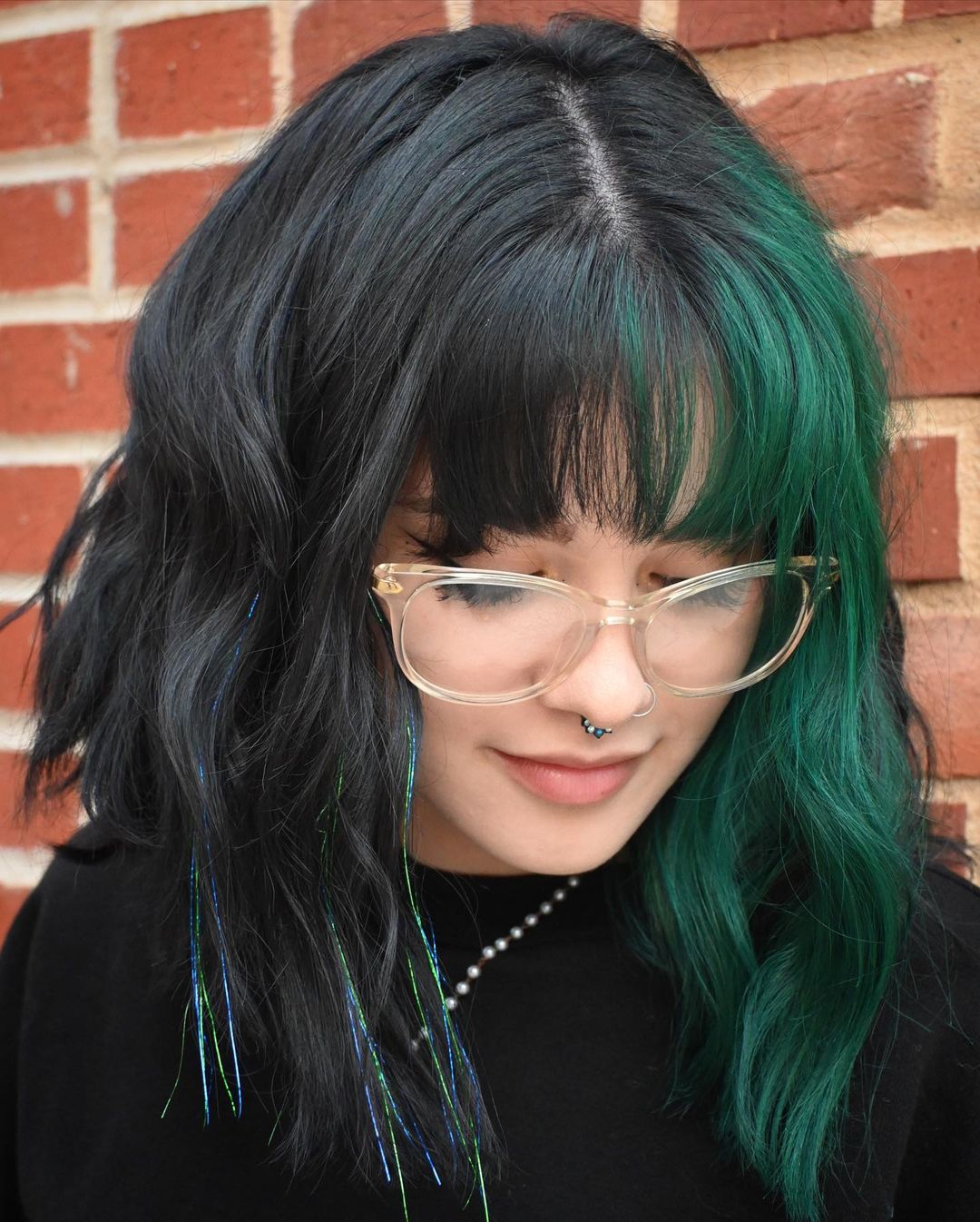 Half Black and Half Green Hair