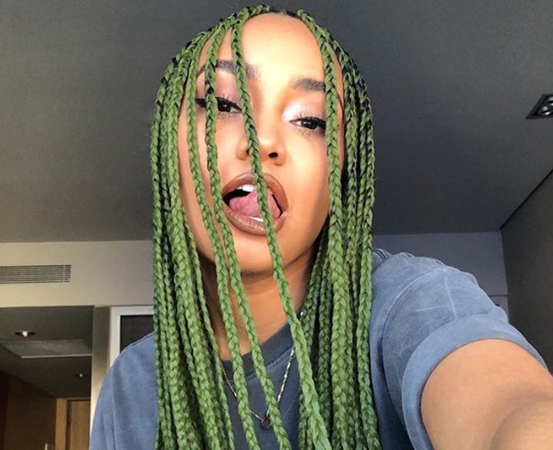 Black Celebrity with Green and Black Hair Leigh-Anne Pinnock