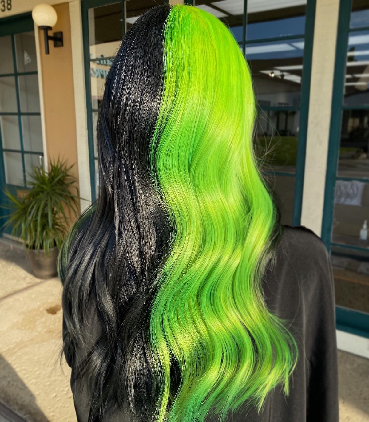 Neon Green and Black Hair Split