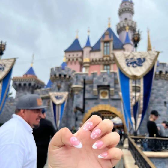 Disney nails pink and white