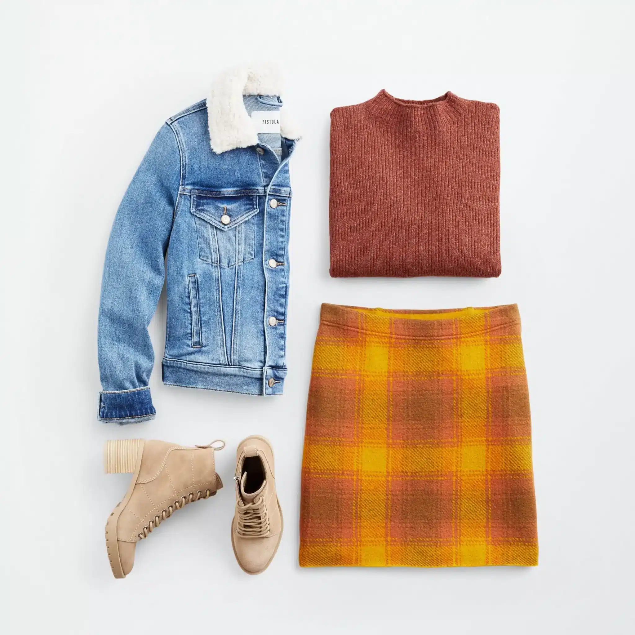 Stitch Fix fall outfit with plaid skirt