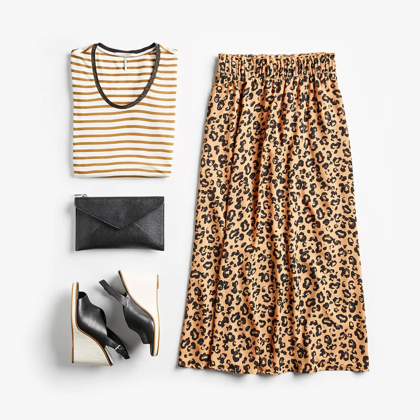 Stitch Fix fall outfit with leopard print skirt