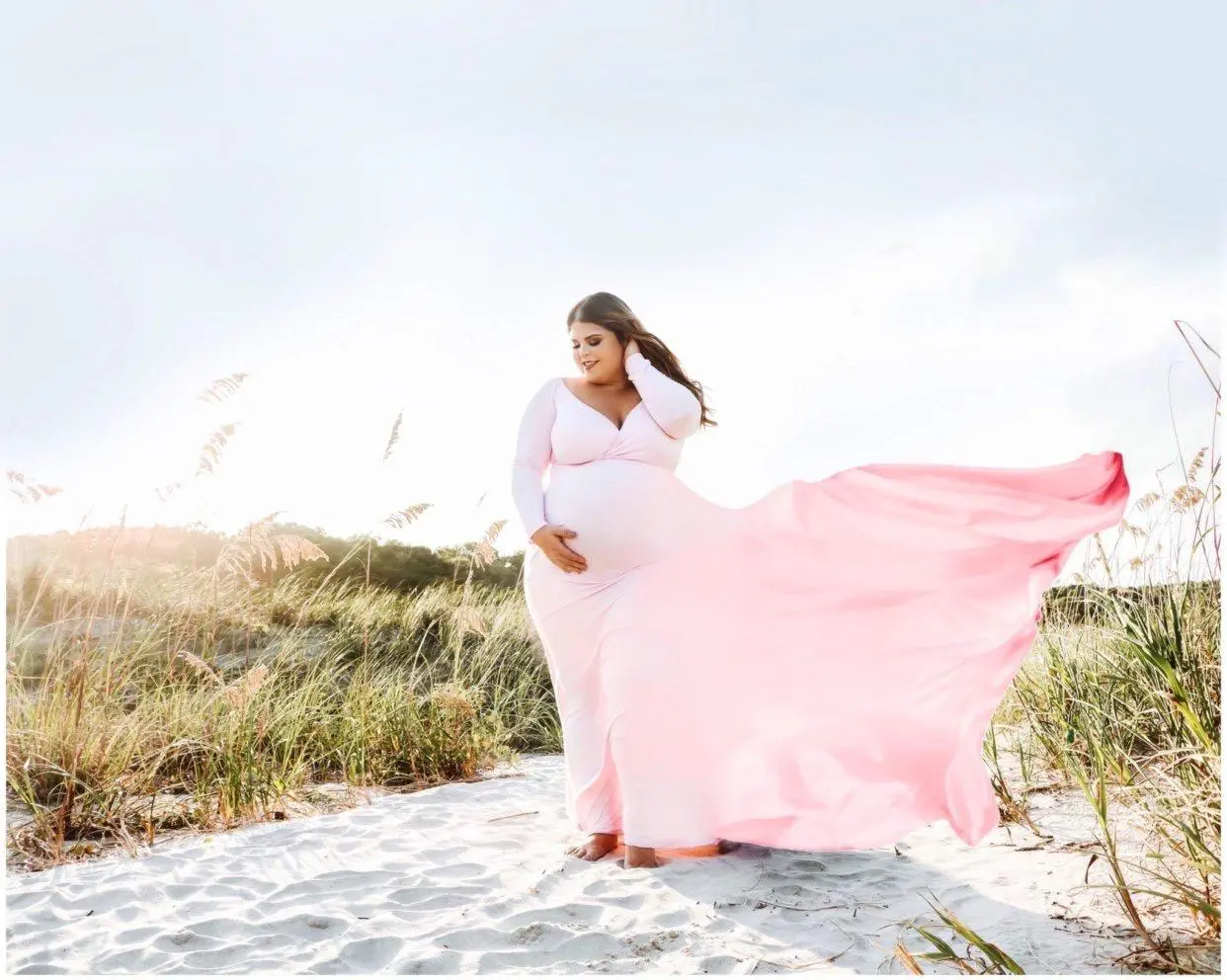 best pink maternity photoshoot dress