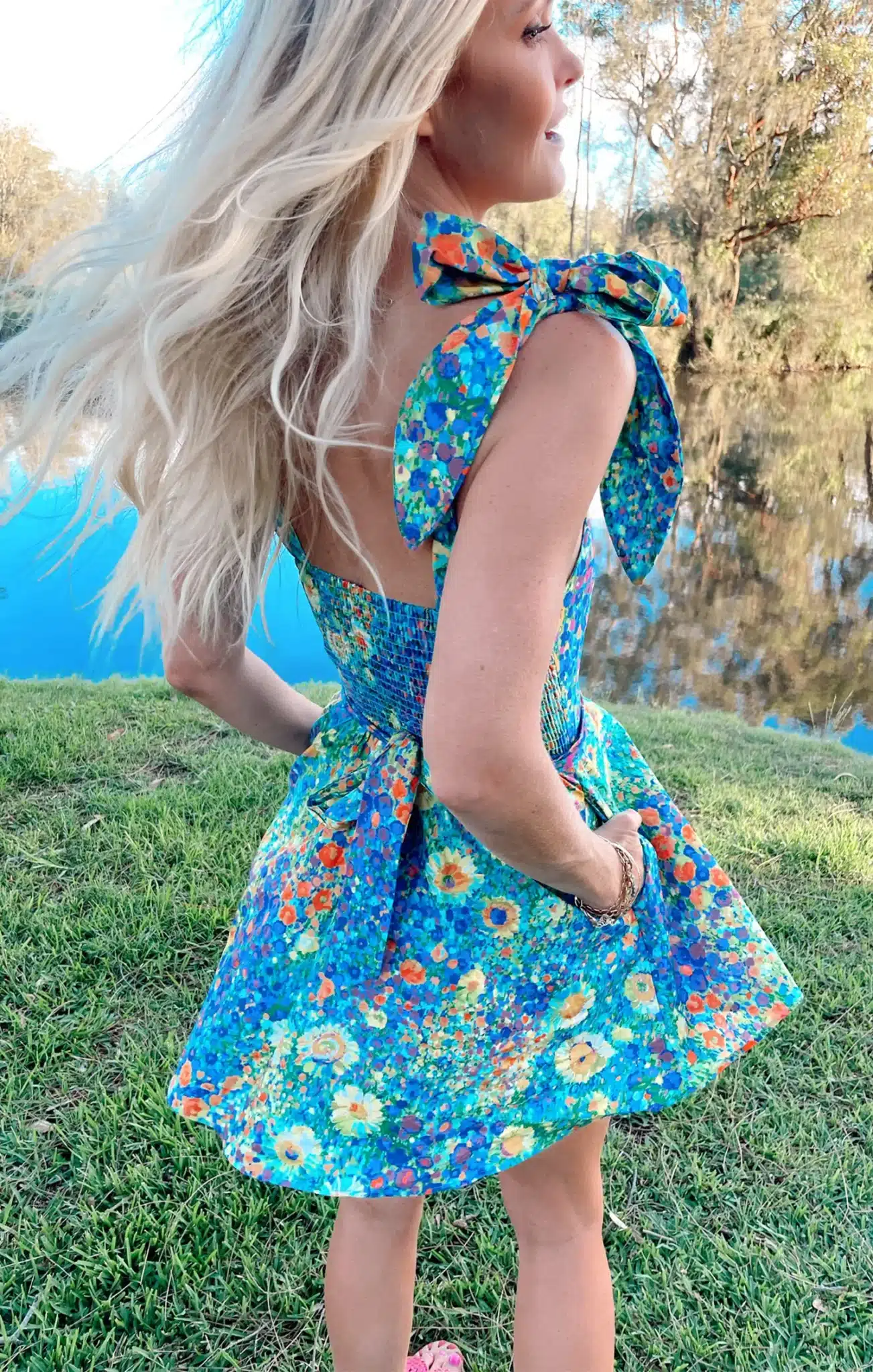 cute Blue Barbie floral dress