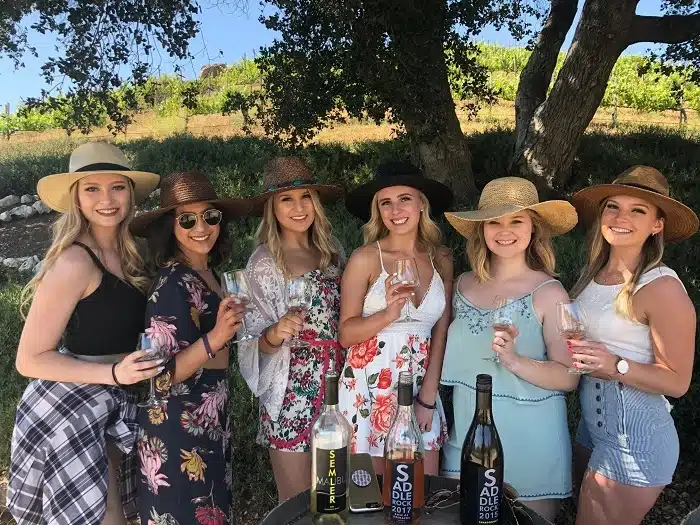 winery outfit ideas with broad-brimmed hats