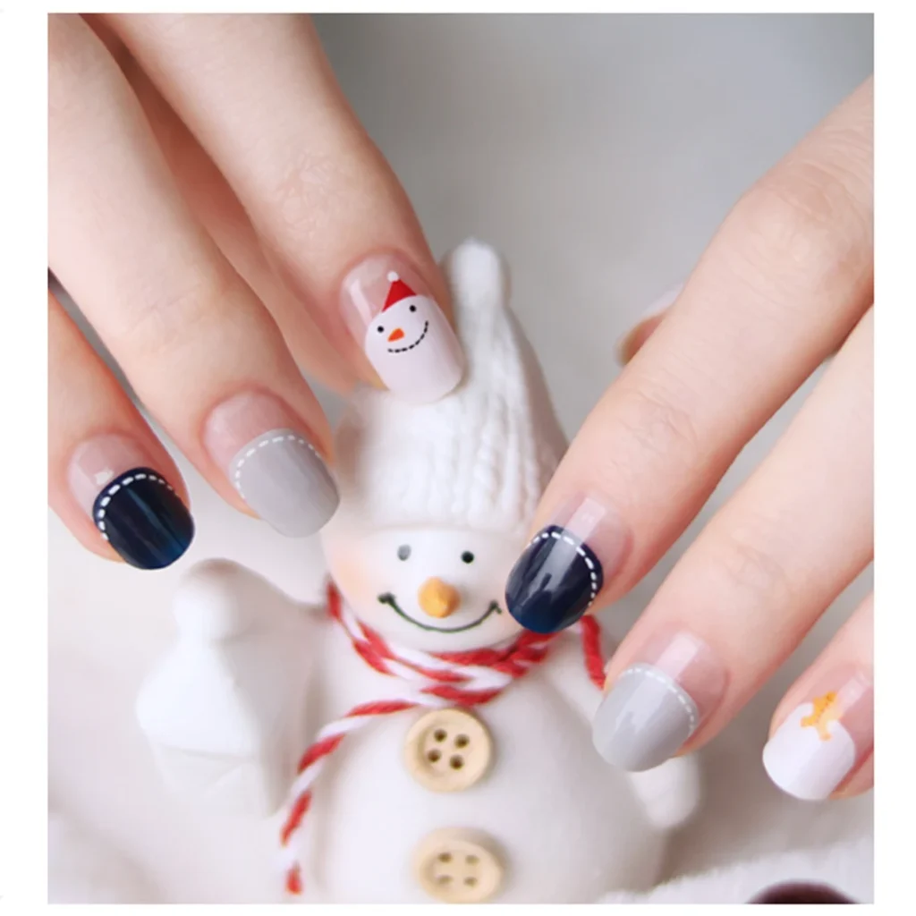 Christmas nail designs with snowmen + Christmas gel nails