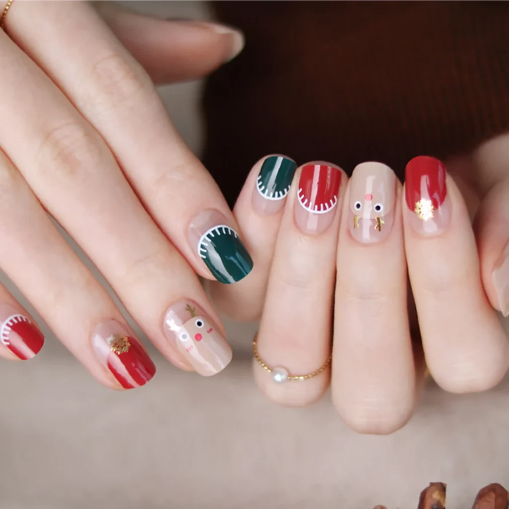 Christmas nail designs + Rudolph Christmas nail wraps