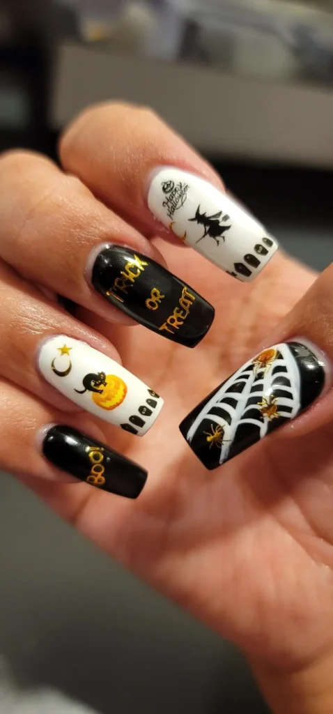 Halloween nail stickers Trick or Treat + witches