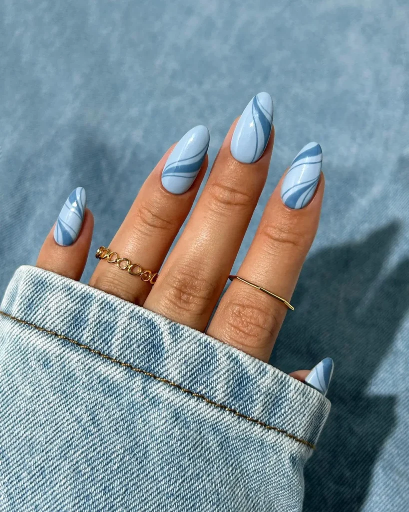 blue back to school nails